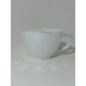Federal Glass Iridescent Moonstone Milk Glass Cup Whitehall Colony Thumbprint